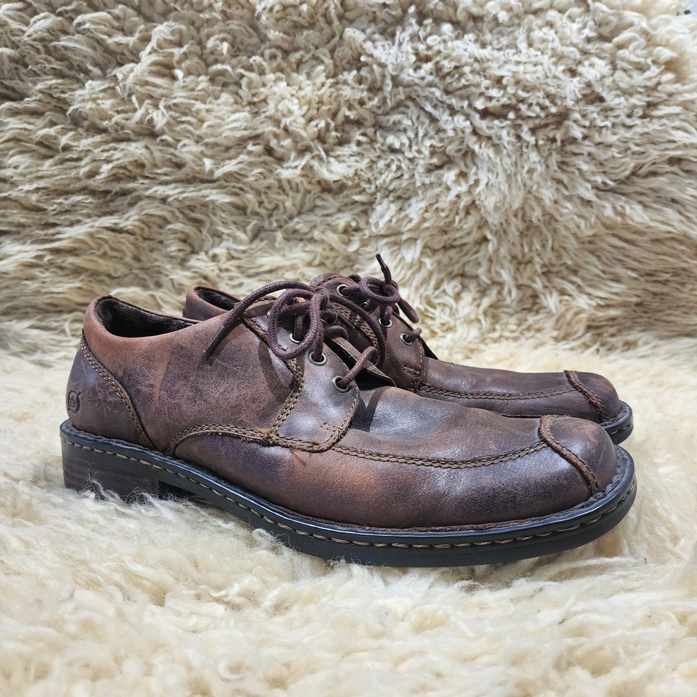 Børn Men's Brown Leather Oxford Shoes Size 8.5 M Cap Toe Lace Up Handcrafted Com - Picture 2 of 8